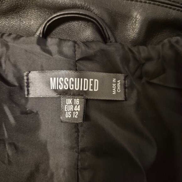 Missguided UK Size 12 Black Aviator Zippered Biker Faux Jacket New - Picture 10 of 13